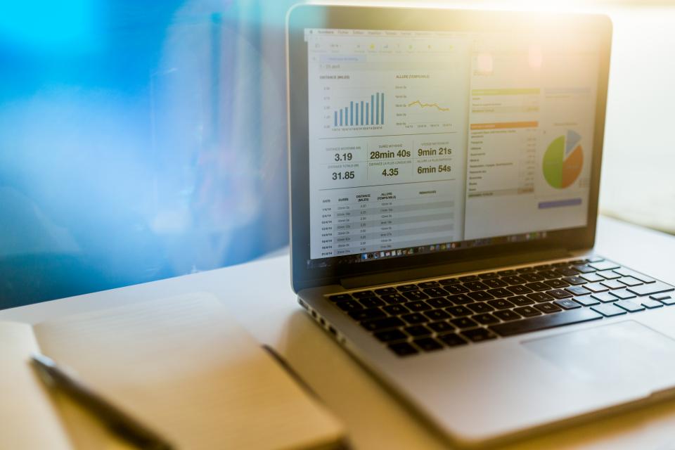 Email list growth tracked on a laptop