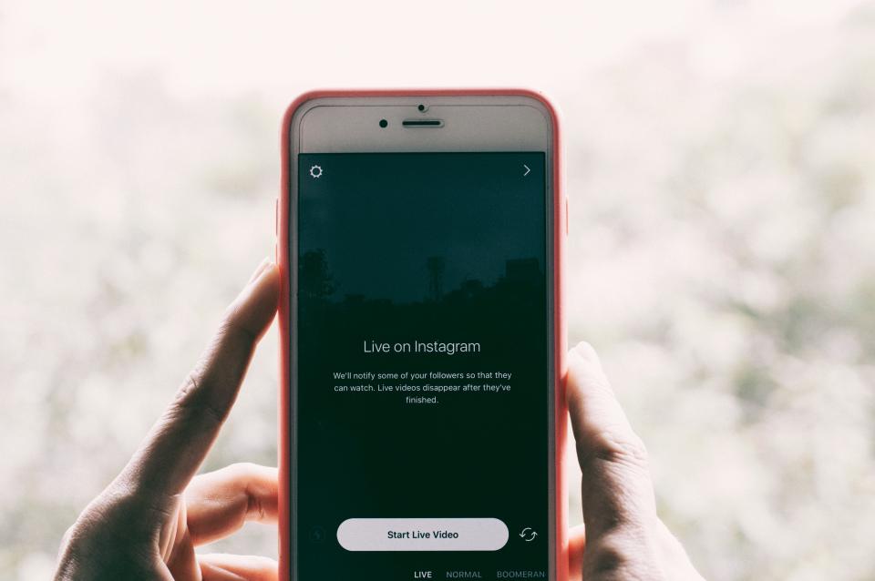 Instagram app open on a phone for marketing