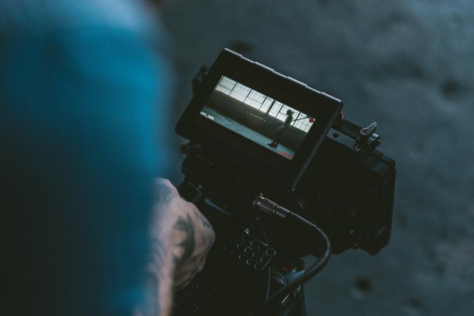 Video ad production crew filming in Egypt